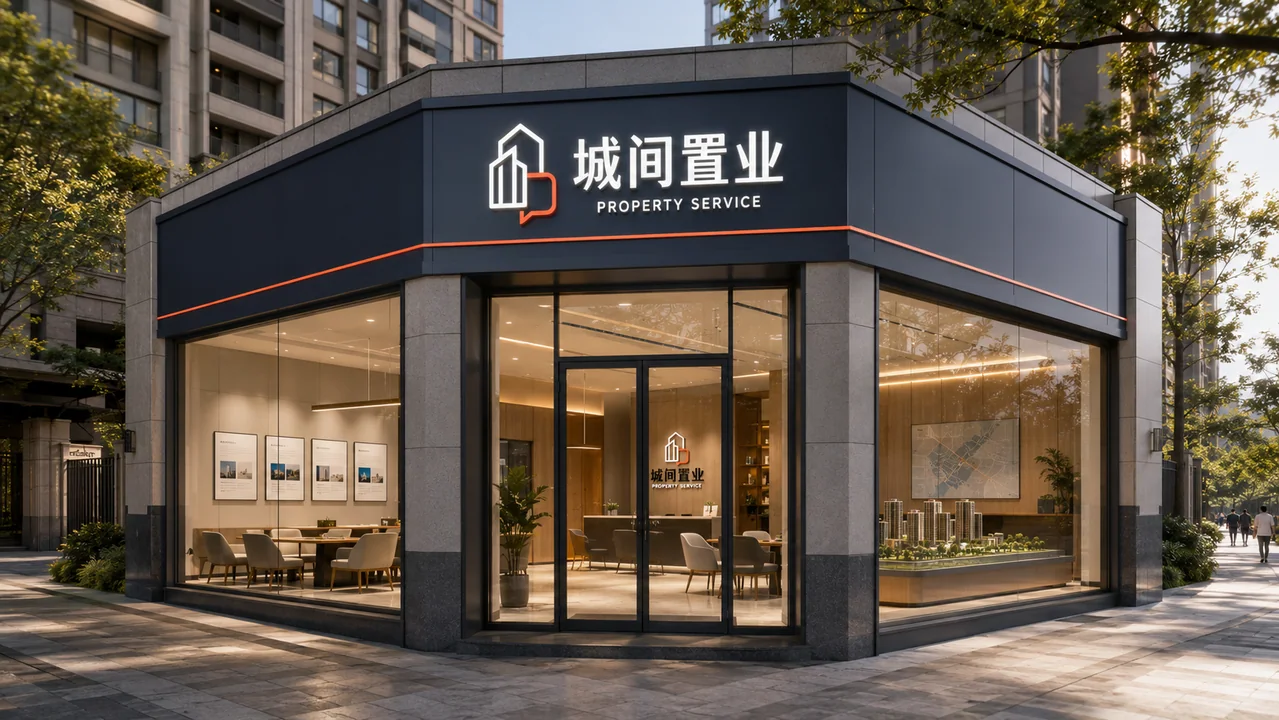 城间置业现代简约社区房产门店设计