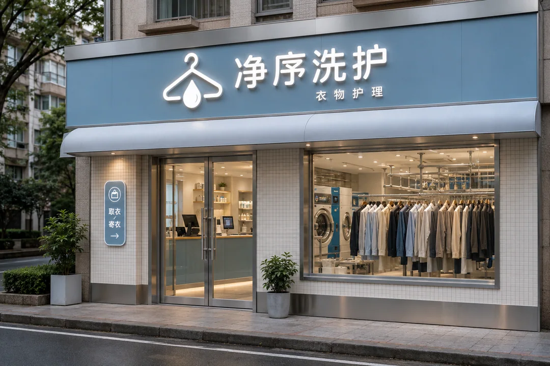 现代简约净序洗护店面设计商业摄影图