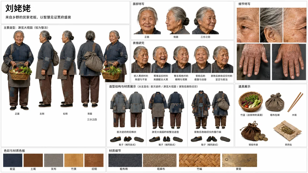 红楼梦刘姥姥影视级人物资产设定板