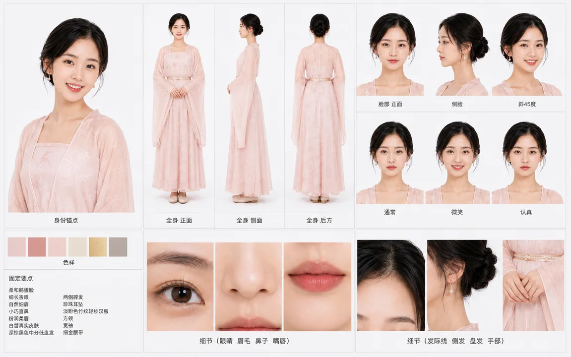 极简专业古风汉服女性角色档案设计