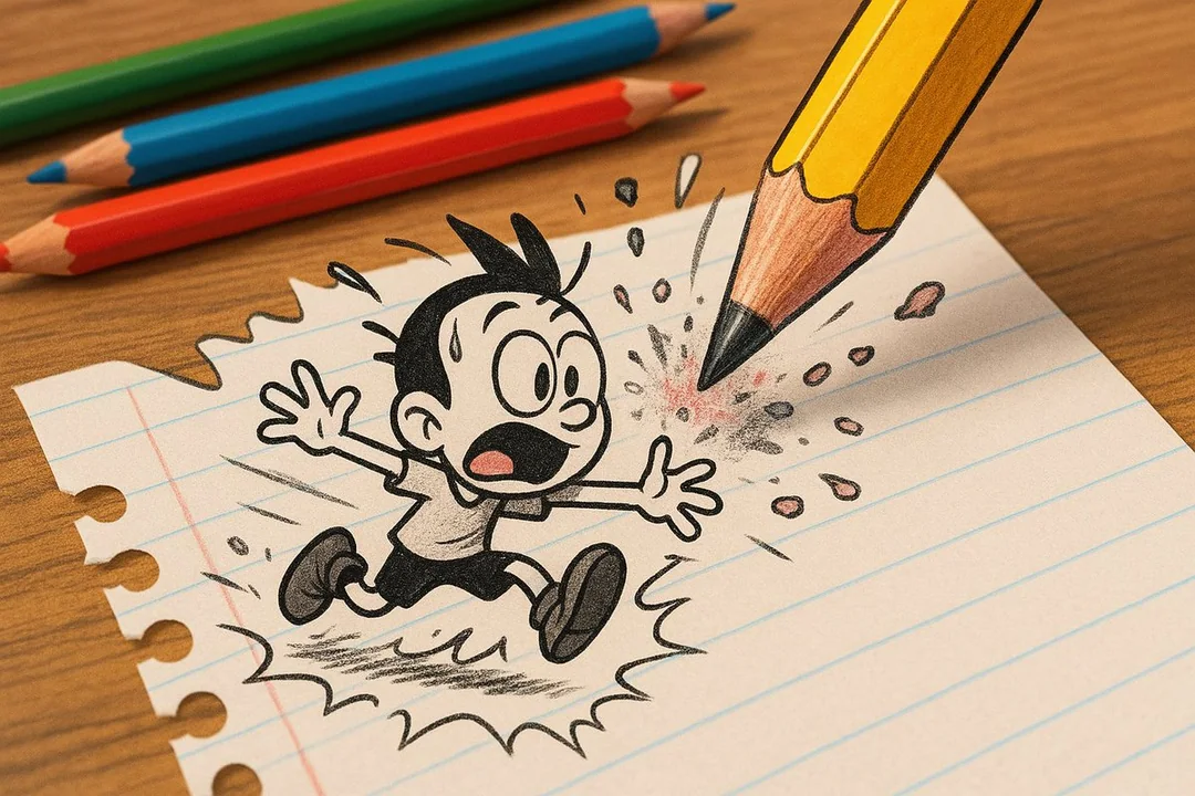 Small cartoon characters on paper