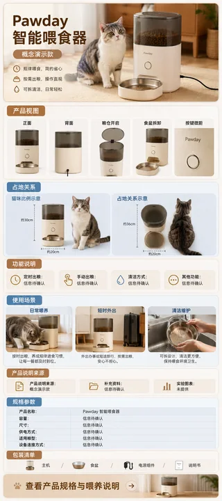 Pawday智能宠物喂食器移动端详情页设计