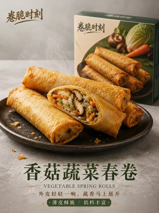 高端写实香菇蔬菜春卷商业海报设计