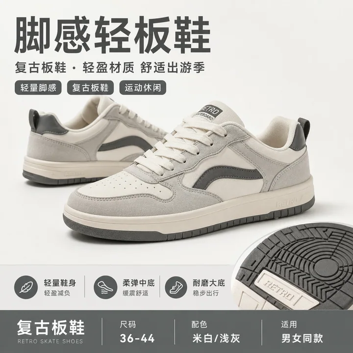 复古板鞋出游季轻盈脚感运动鞋主图