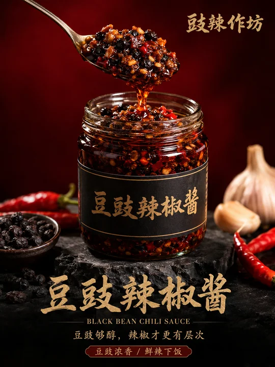 极致诱惑：豉辣作坊豆豉辣椒酱商业海报
