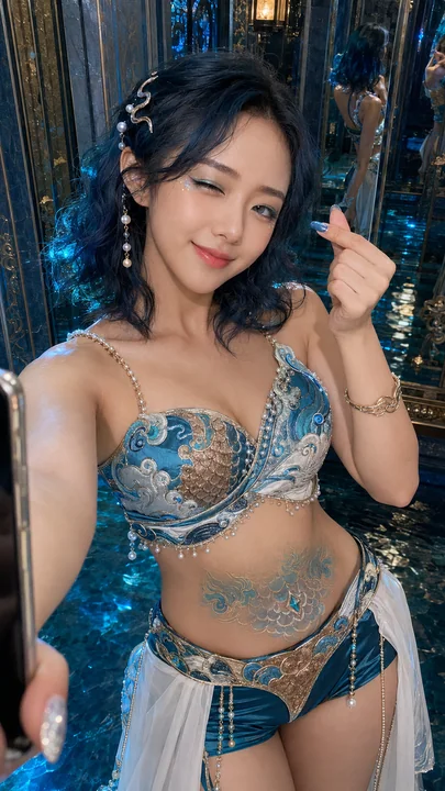 龙宫使者水殿镜廊俏皮自拍