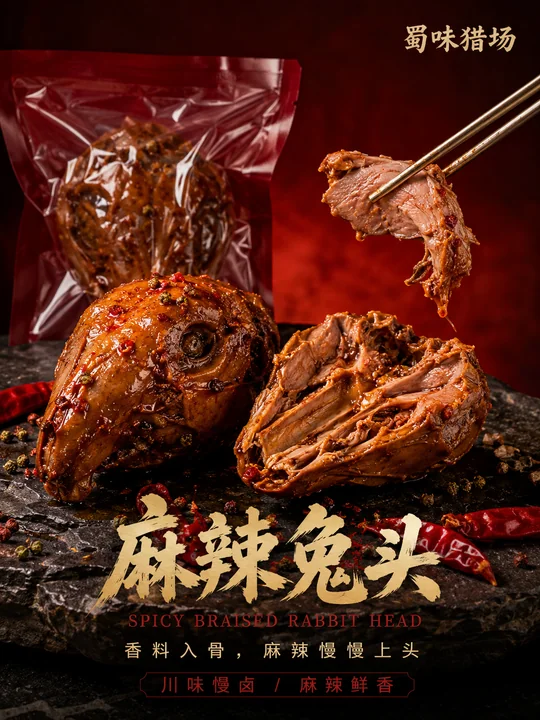 蜀味猎场麻辣兔头高端商业海报