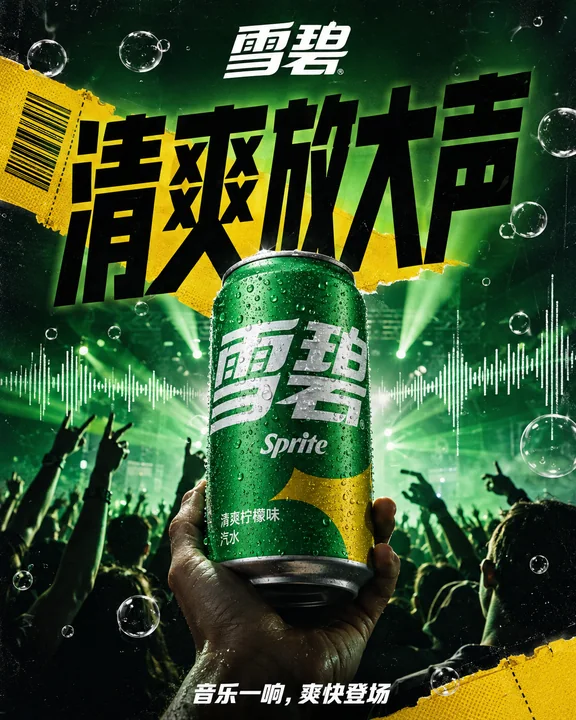 盛夏雪碧音乐节清爽视觉海报