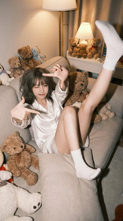 Chemise de nuit en satin - Cœur clignant - Photo mignonne