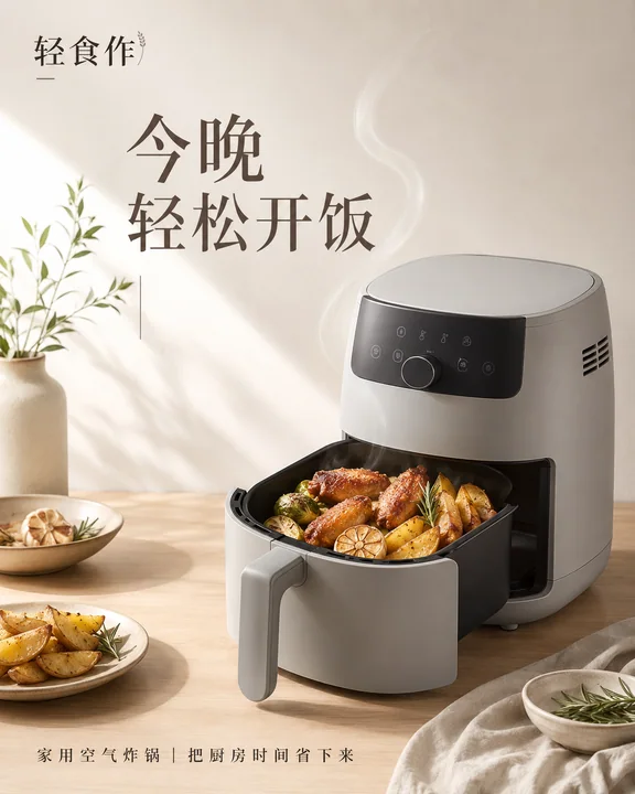 极简美学空气炸锅商业美食海报设计