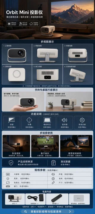 Orbit Mini 投影仪手机端长图详情页设计