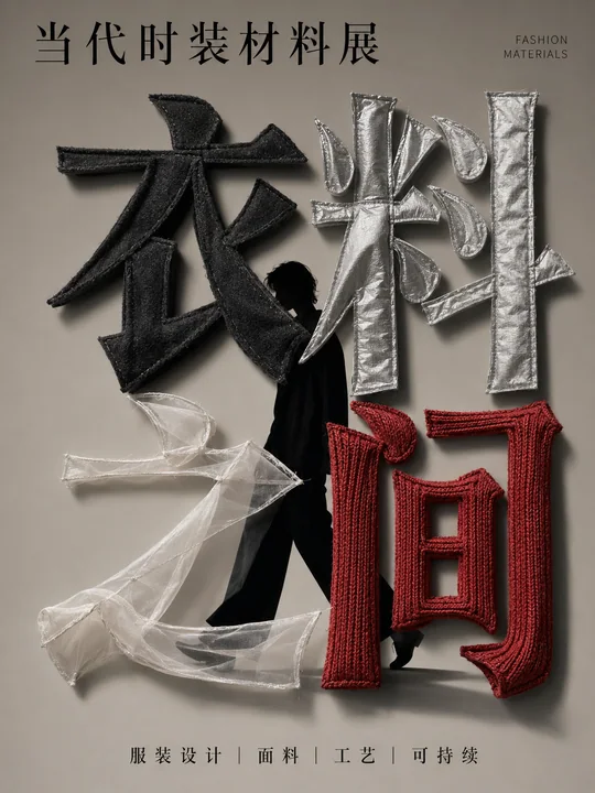 衣料之间：立体织物与汉字美学的展览海报
