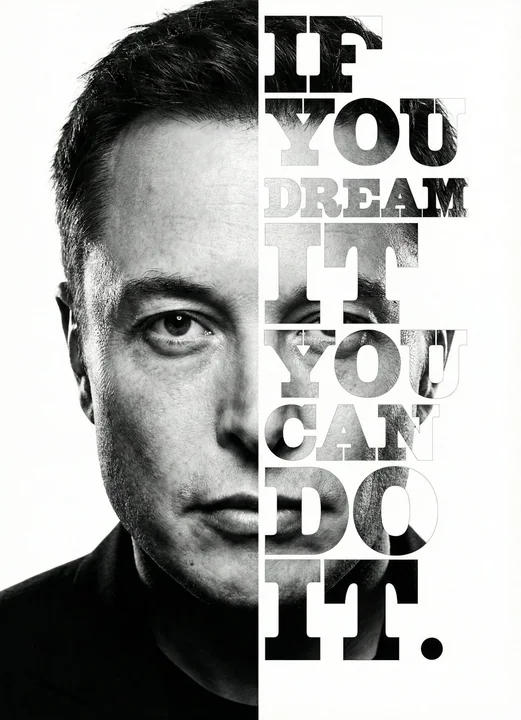 Portrait noir et blanc du rêve de Musk