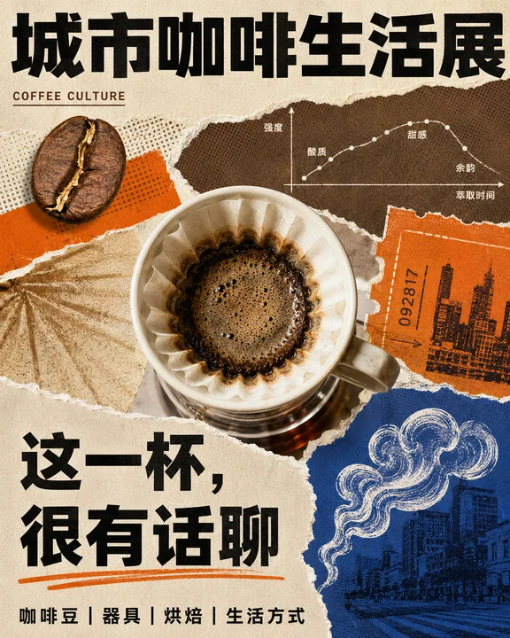 城市咖啡生活展精品拼贴海报