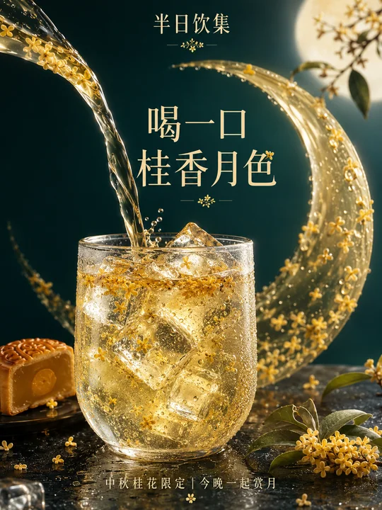 喝一口桂香月色:中秋限定饮品海报