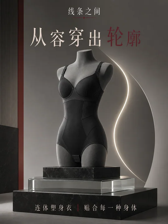 极简建筑风格塑身衣商业海报设计