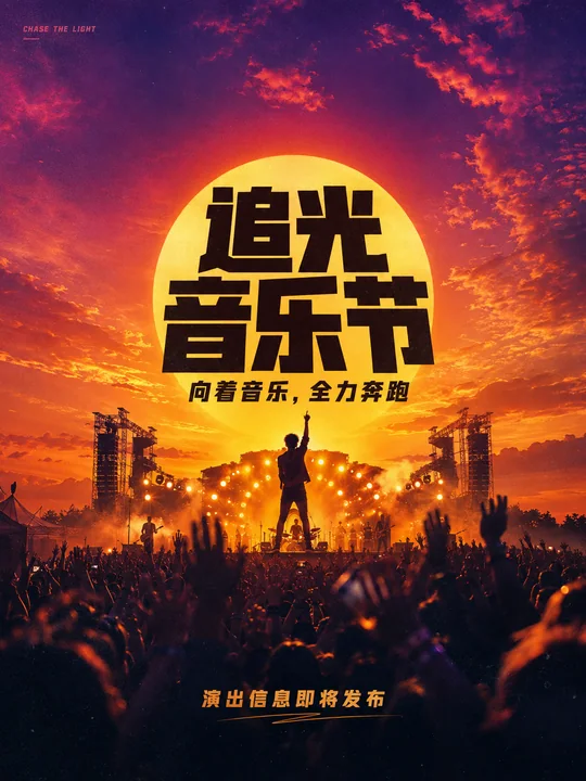 追光音乐节落日舞台预热海报