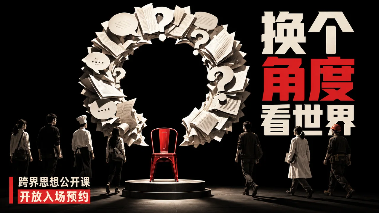 黑红撞色极简主义跨界思想公开课海报