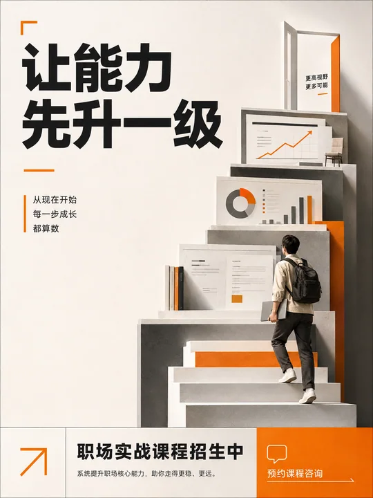 职场新人进阶之路立体阶梯商业海报
