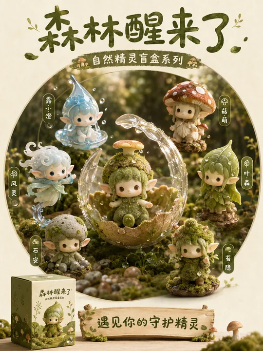 森林醒来了原创精灵盲盒海报