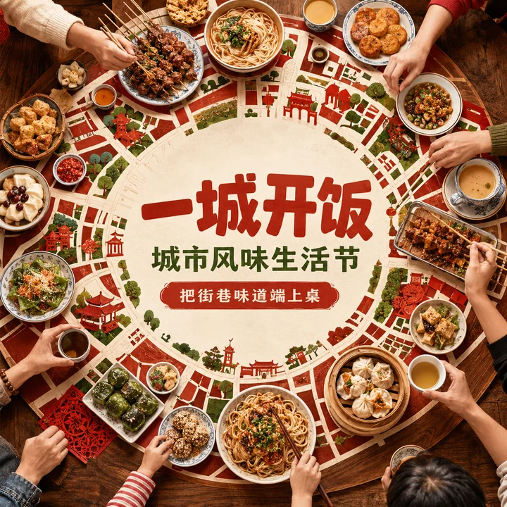 烟火气里的城市盛宴:一城开饭海报