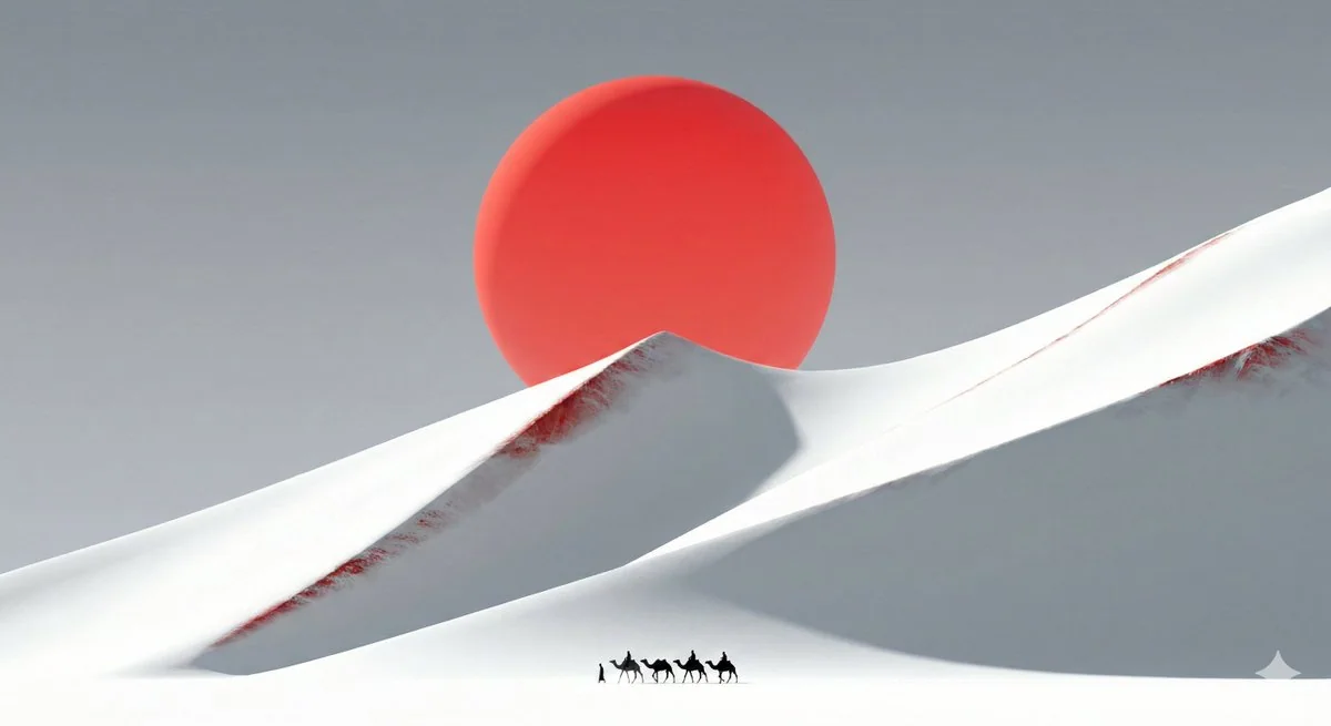 極簡紅日砂漠幻境