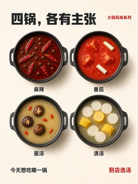 瑞士网格排版之四色汤底火锅品牌海报
