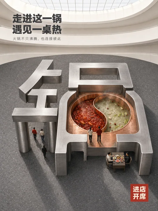 走进这一锅:汉字空间艺术火锅海报
