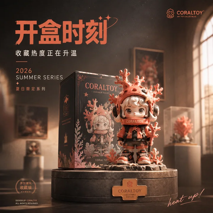 珊瑚橘艺术展陈潮玩盲盒商业主视觉