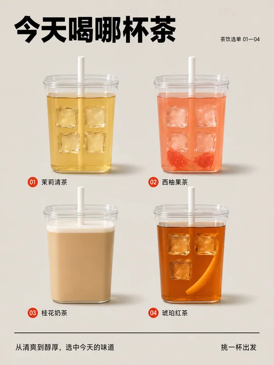 瑞士极简主义茶饮视觉选单海报