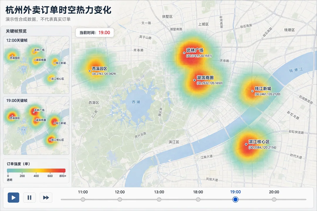 杭州外卖订单时空热力动态可视化图
