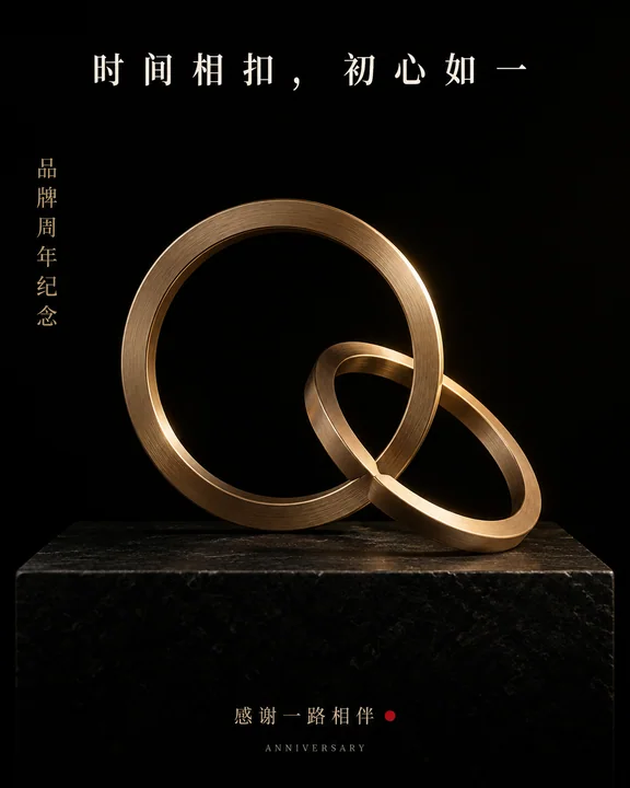 极简黑金美学品牌周年庆典视觉海报