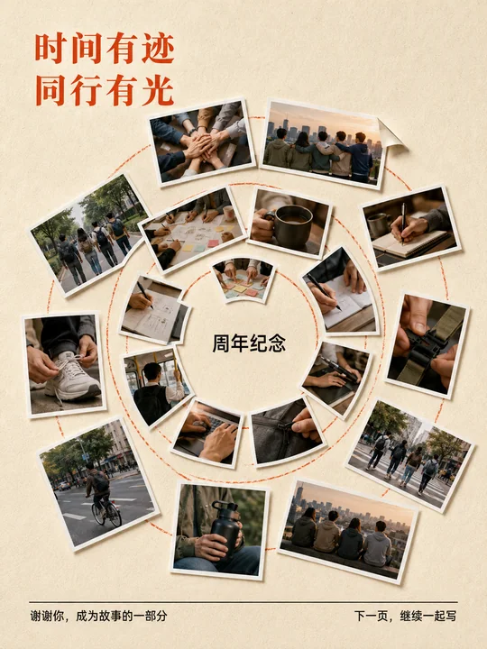 时间有迹同行有光品牌周年海报