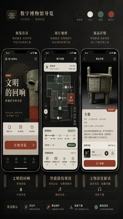 新中式博物馆数字导览高保真UI设计