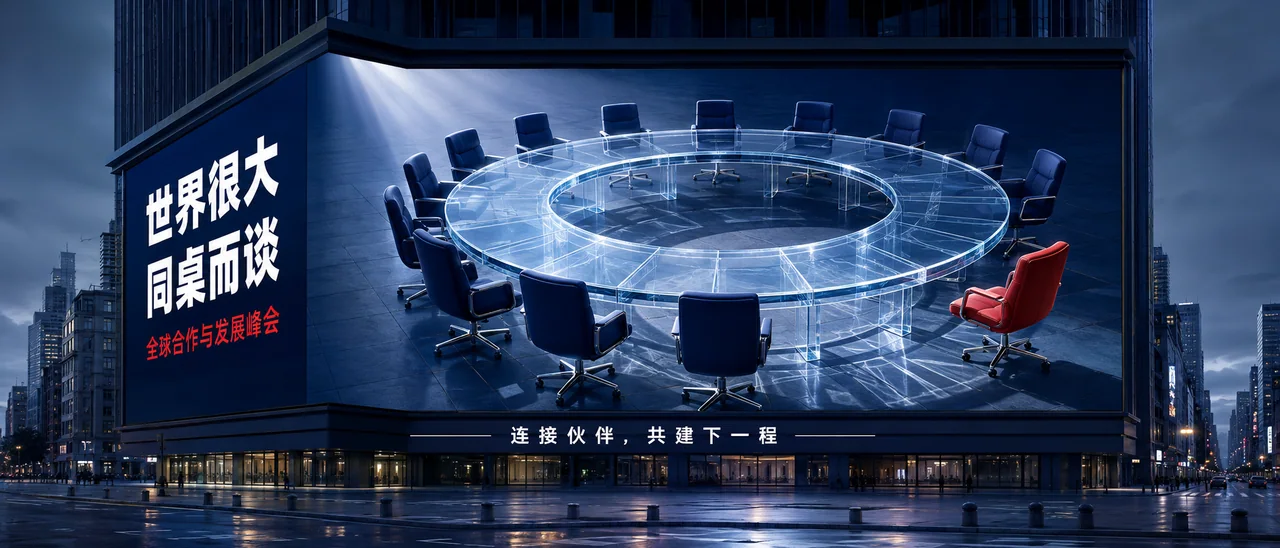 城市巨幕裸眼3D环形会议桌海报
