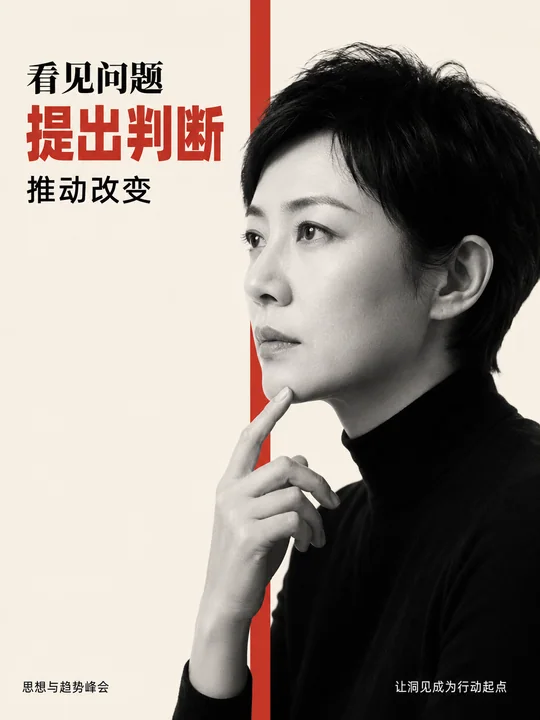 朱红切分思想峰会黑白人物海报