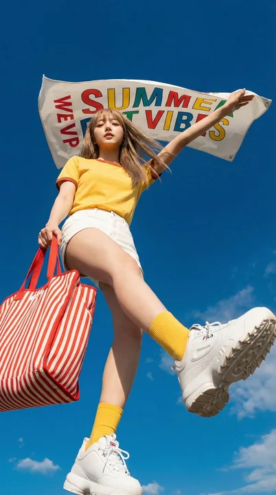 Jeune fille en danse aérienne sous le soleil
