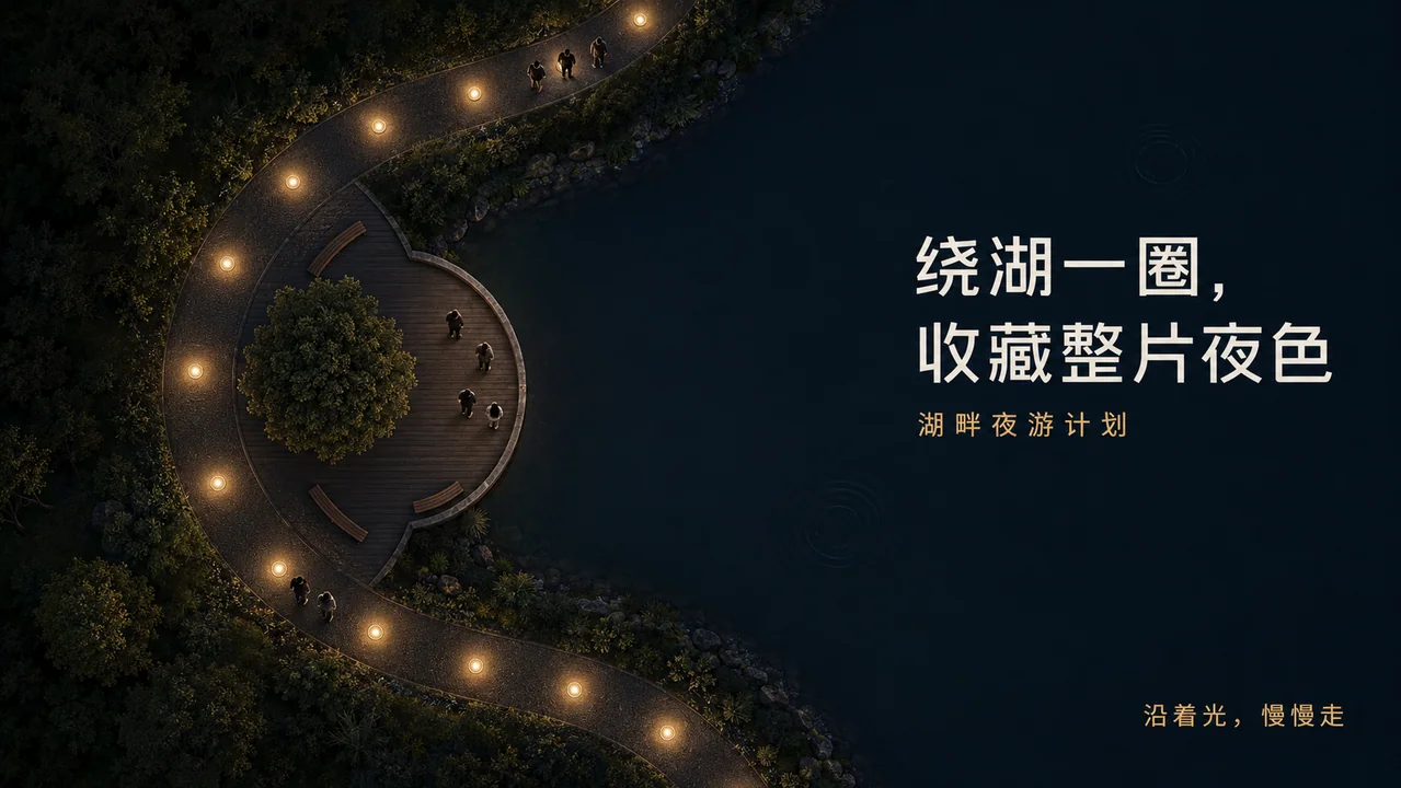 绕湖而行收藏静谧的深夜视觉海报