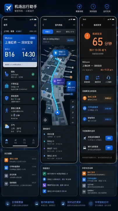 智慧民航全流程机场出行服务APP界面设计
