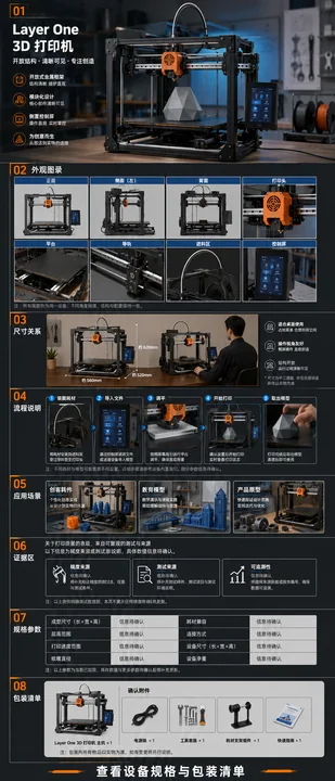 Layer One 桌面级 3D 打印机工业风电商详情页