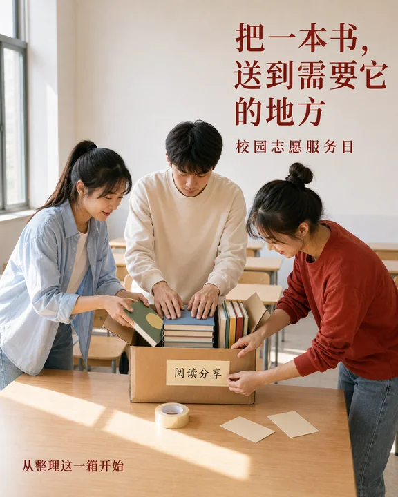 晨光里的校园志愿：那一箱装满希望的书