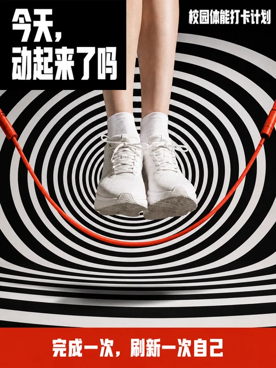 跃动几何:校园体能欧普视觉海报