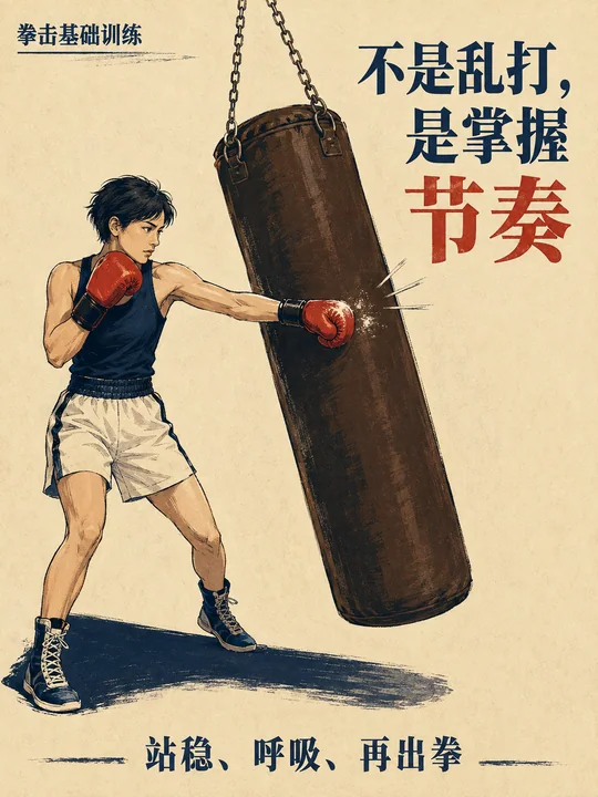 节奏之美：中国女性拳击训练商业海报