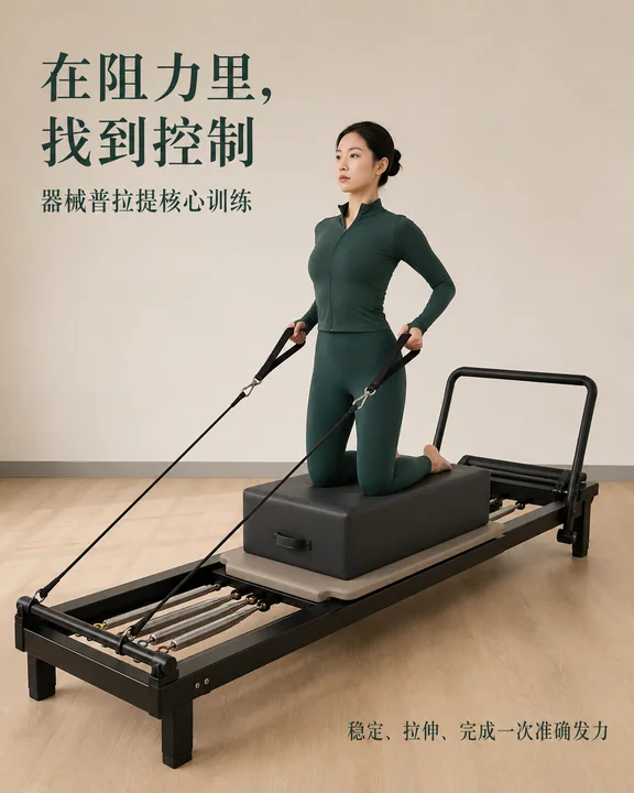 普拉提核心床阻力训练控制美学海报