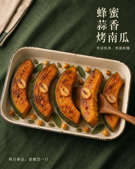 蜂蜜蒜香烤南瓜秋季新品海报