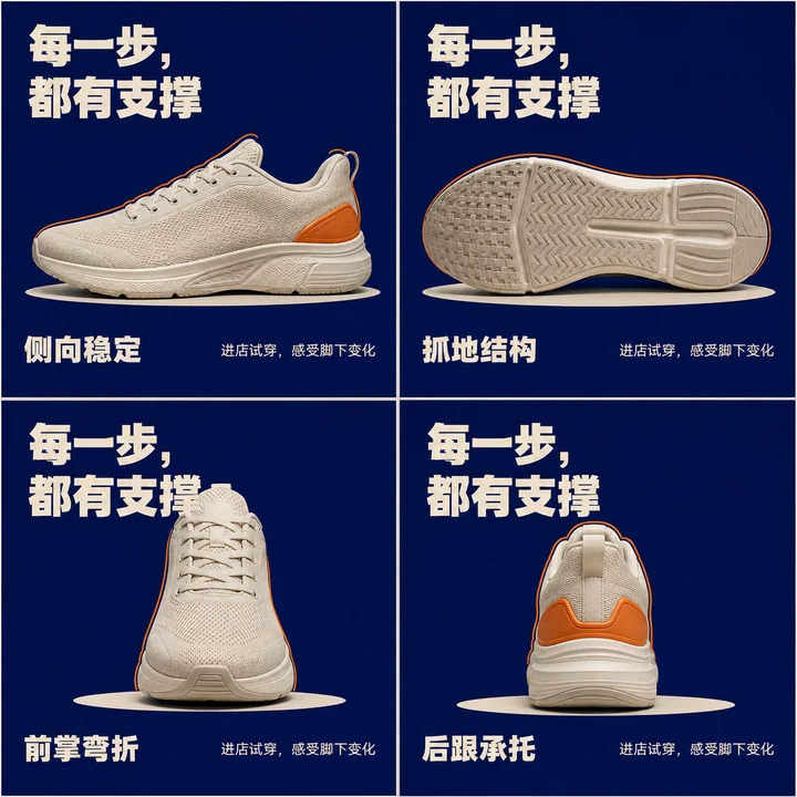 极简工业风商场吊装四面屏运动鞋广告设计