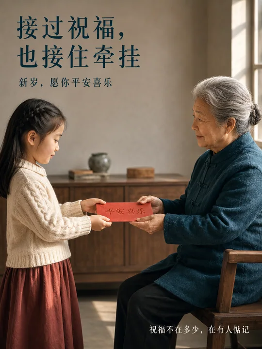 接过祝福也接住牵挂：春节情感极简海报