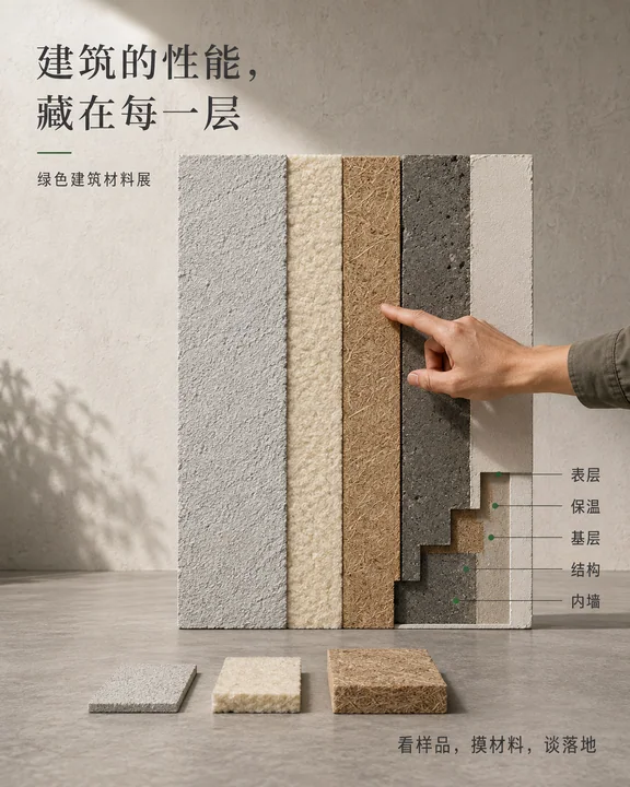 绿色建筑材料剖面工艺海报