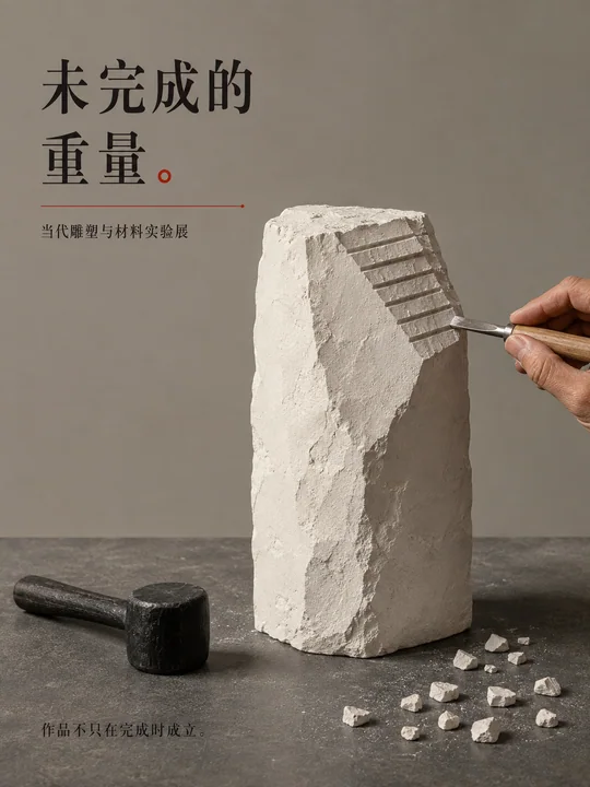 未完成的重量当代雕塑展海报
