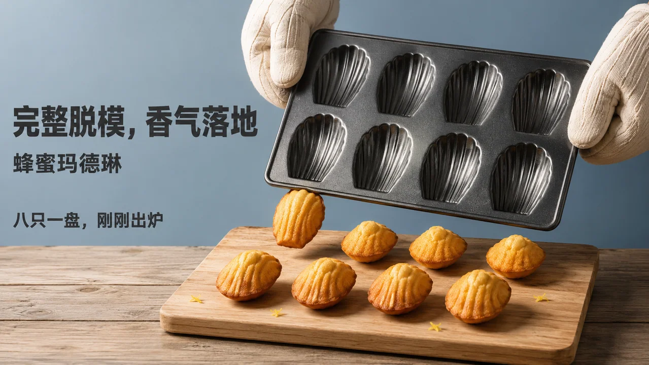 瞬间定格的烘焙艺术：蜂蜜玛德琳脱模海报
